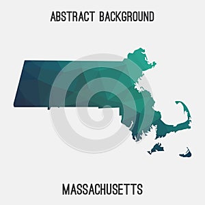 Massachusetts map in geometric polygonal,mosaic style.