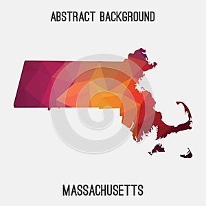 Massachusetts map in geometric polygonal,mosaic style.