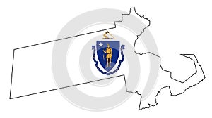 Massachusetts Outline Map And Flag