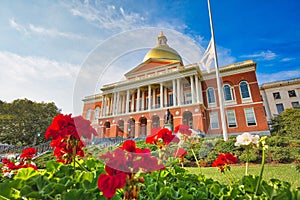 Massachusetts State House in Boston historic city center