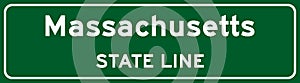 Massachusetts state line road sign