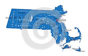 Massachusetts state political map