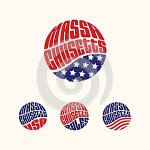 Massachusetts USA patriotic sticker or button set