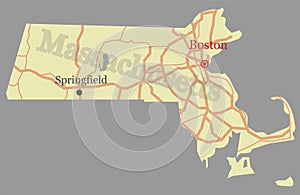 Massachusetts vector State Map with Community Assistance and Act