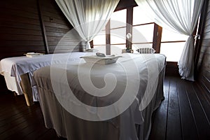 Massage beds in luxury villa