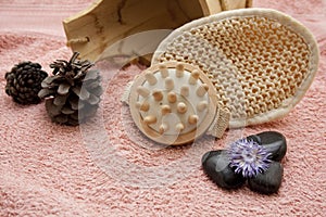 Massage brush with stones