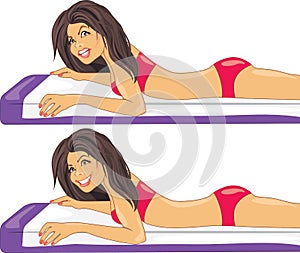 Before and after massage. Caricature