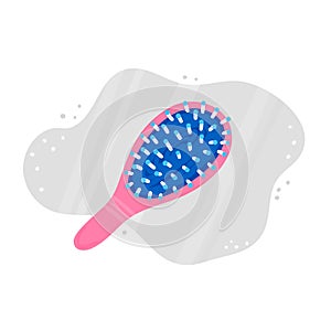 Massage comb. Colorful hand drawn hair brush. Female miniature hairbrush. Accessory. Background in the form of spot