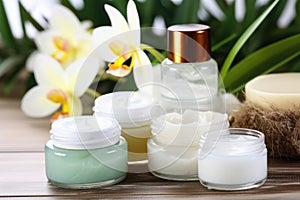 massage creams and lotions in containers