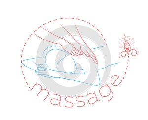 Massage icon  in linear style relaxing patient