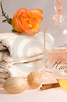 Massage oil and towels