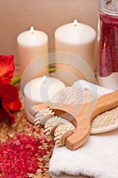 Massage Roller, Candles and Bath Salts