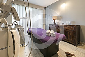 Massage room interior in wellness center