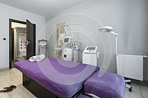 Massage room interior in wellness center