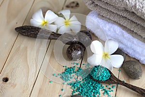 Massage Spa setting over wooden background