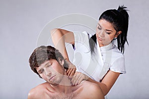 Massage of stiff neck photo
