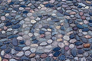 Massage stone walkway texture. The pebble stone floors