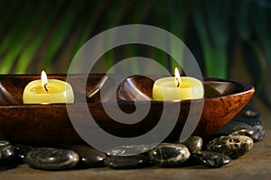 Massage stones and spa candles