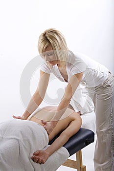 Massage therapist giving a massage