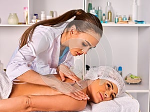 Massage therapy deals. Woman therapist making manual therapy back.