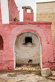Masseria or old farmer house and ancient old stone oven in a countryside