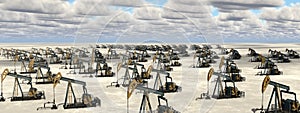 Masses of oil pumps in a landscape