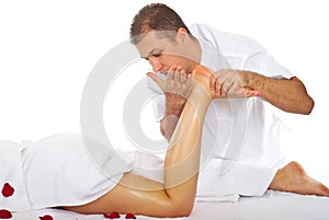 Masseur giving anti cellulite massage