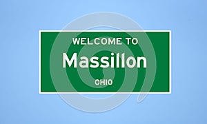 Massillon, Ohio city limit sign. Town sign from the USA.