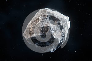Massive asteroid floating in space