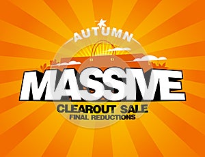 Massive autumn sale design with shopping bag.