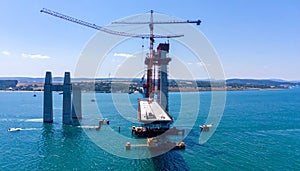 Massive Bridge Construction Over the Sea