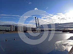 Massive Bridge Spanning Over Vast Water - Madrid, Spain