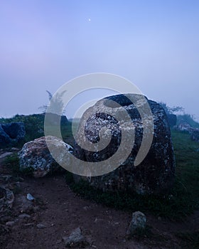 Massive burial jar in the Plain of Jars, Laos