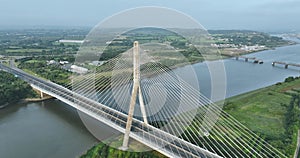 Massive cable-stayed bridge over the River Suir in Ireland. Waterford 4k