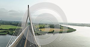 Massive cable-stayed bridge over the River Suir in Waterford Ireland 4k