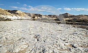 Massive Chalky Limestone Slab on the Nahal Akev Stream in the Zin Valley in Israel