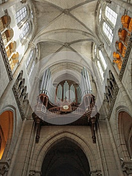 Massive church organ at the Cathedral of St-Pierre and St-Paul