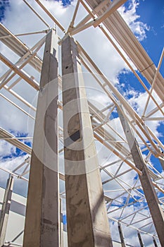 Massive columns hold the roof