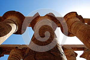 Massive columns at Luxor Temple in Egypt.