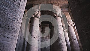 Massive Columns In The Temple Of Dendera