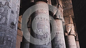 Massive Columns In The Temple Of Dendera