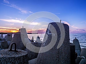 Massive concrete breakwaters