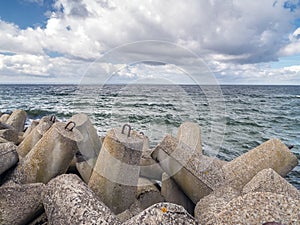 Massive concrete breakwaters