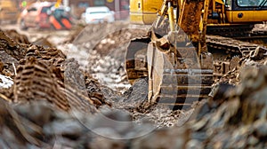 Massive construction vehicles are hard at work digging up the ground to make way for an improved underground