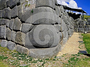 Massive cornerstone of Saqsaywaman fortress, Cusco, Peru,
