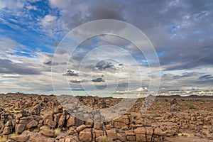 Massive Dolerite Rock Formations at Giant`s Playground near Keetmanshoop, Namibia