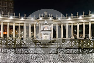 The massive Doric colonnades in St. Peter`s square, Rome, Italy