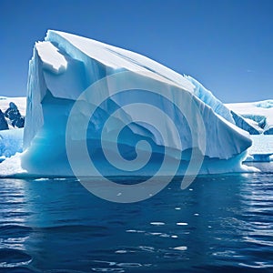 massive floating iceberg in the with visible tip above the water and a