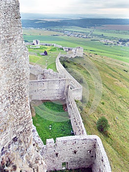 Massive fortification walls of Spissky Castle