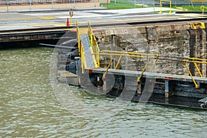 Massive gate holds the water inside the Miraflores locks